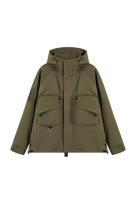 Women's Hooded Drawstring Full-Zip Jacket Coat Outdoor Sports Waterproof Windproof Warm Jacket With Pockets