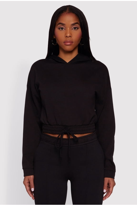 Women's Hooded Fleece Lined Drawstring Hem Sweatshirt