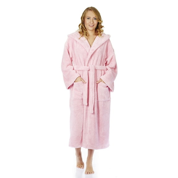 Women's Hooded Fleece Plush Robe Turkish Bathrobe