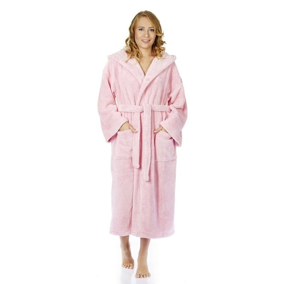 Women's Hooded Fleece Plush Robe Turkish Bathrobe