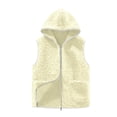 thumbnail image 1 of Women's Hooded Fleece Vest Outerwear for Fall Winter Casual Warm Zip Up Hoodie Coat Pockets Sleeveless Jacket (L, Beige), 1 of 6