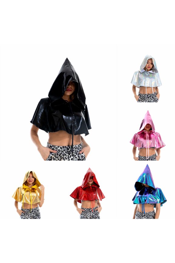 Women's Hooded Glitter Witch Cloak Halloween Coat