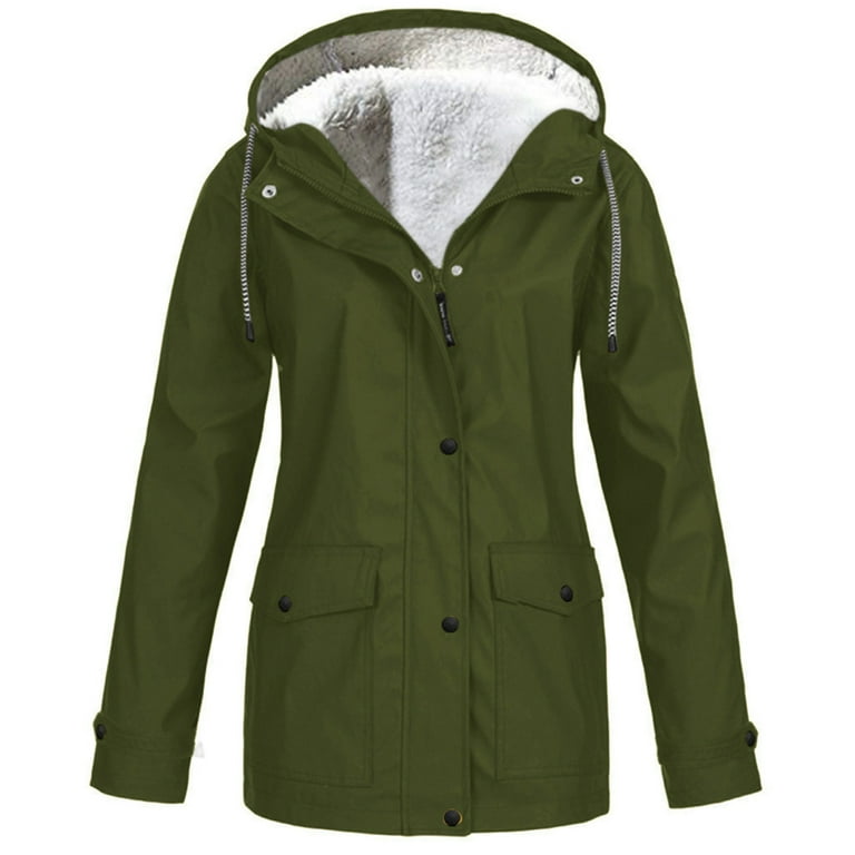 Women's Hooded Jacket With Pockets Lightweight Bright Color Coat For Men  Women Fishing Hiking Climbing XL Army Green 