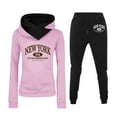 thumbnail image 1 of Women's Hooded Jogging Set With NY Print Long Sleeve Sweatshirt And Pants Sports Outfit, 1 of 1