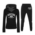 thumbnail image 1 of Women's Hooded Jogging Set With NY Print Long Sleeve Sweatshirt And Pants Sports Outfit, 1 of 1