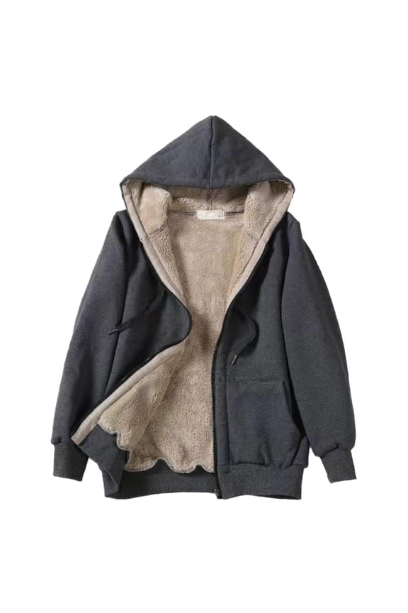 Women's Hooded Knit Coat with Tunic-Style Zip Front Layer for Everyday Comfort and Modern Gray M