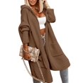 thumbnail image 1 of Women's Hooded Long Knit Cardigan Open Front Loose Sweater Coat with Pockets, 1 of 5