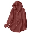 thumbnail image 1 of Women's Hooded Long Sleeve Linen Button Down Shirt with Drawstrings, Casual Sun Protection Top with Pockets, Lightweight Summer Vacation Blouse for Beach and Outdoor Activities, 1 of 7