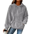 thumbnail image 1 of Women's Hooded Long Sleeve Printed Flannel Top Hooded Sweatshirt for Casual and Warm Fall and Winter Seasons,Light Gray,S, 1 of 8