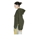 thumbnail image 1 of Women's Hooded Long Sleeve Solid Plush Sweatshirt Medium Length Tops, 1 of 4