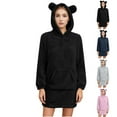 thumbnail image 1 of Women's Hooded Long Sleeve Sweatshirt Top Blouse T-Shirt Solid Color Loose Fit Casual Daily Wear Loungewear Streetwear Fashion Essential Gift for Women | CSEONE,Black XL, 1 of 9