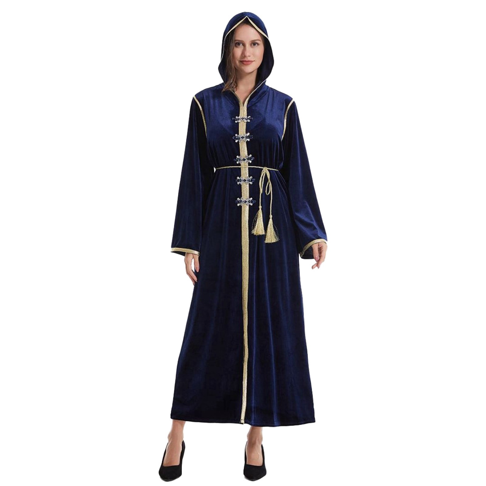 Women's Hooded Long Sleeve Vintage Pullover Robe Prayer Dress Day of ...