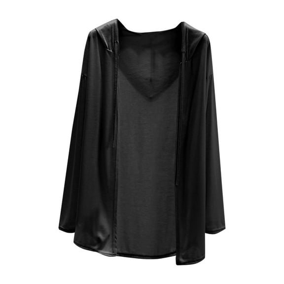 Women's Hooded Loungewear - Open Front Long Sleeve Cardigan | Lightweight Sun Shield Cover Up Casual Coastal Style
