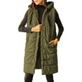 thumbnail image 1 of Women's Hooded Quilted Puffer Vest - Long Sleeveless Winter Jacket with Button Front & Pockets, 1 of 7