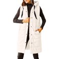 thumbnail image 1 of Women's Hooded Quilted Puffer Vest - Long Sleeveless Winter Jacket with Button Front & Pockets, 1 of 6