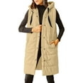 thumbnail image 1 of Women's Hooded Quilted Puffer Vest - Long Sleeveless Winter Jacket with Button Front & Pockets, 1 of 6