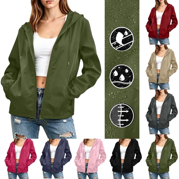 Women's Hooded Rain Coat Women's Lightweight Packable Waterproof Hooded Rain Jacket, Breathable Windbreaker for Hiking Cycling Travel