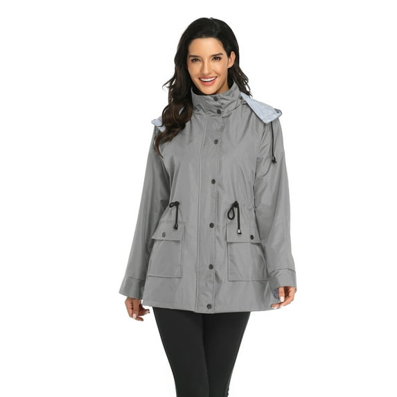 Women's Hooded Rain Jacket Outdoor Raincoat Windbreaker