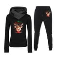 thumbnail image 1 of Women's Hooded Sports Set Christmas Print Long Sleeve Sweatshirt And Pants Outfit Cozy Winter Workout Jogger Suit, 1 of 1