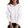 thumbnail image 1 of Women's Hooded Sweater Twist Front Argyle Knit Long Sleeve Pullover (White, One Size), 1 of 4