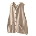 thumbnail image 1 of Women's Hooded Sweater Vest Button Down Sleeveless Plain Gilet Autumn Winter Y2K Open Front Jacket with Pockets, 1 of 7