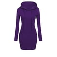 thumbnail image 1 of Women's Hooded Sweatershirt Dress Casual Solid Color Pullover Long Sleeve Hoodie Dress with Kangaroo Pocket, 1 of 5