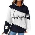 thumbnail image 1 of Women's Hooded Sweatshirt Cute Dog Paw Heart Print Hoodies with Front Pocket Sweatshirts Color Matching Waffle Knitted Sweatshirts Loose Casual Long Sleeve Tops Hooded Outwear, 1 of 4