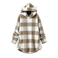 thumbnail image 1 of Women's Hooded Sweatshirt, Plaid Fleece Pullover Top with Long Sleeve and Drawstring Hood, Double-Sided Soft Fabric for Winter Warmth, Fashionable and Cozy for Daily Wear, 1 of 3