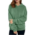 thumbnail image 1 of Women's Hooded Sweatshirt Pleated Long Sleeved Casual Top Hooded Sweatshirt Army Green XL, 1 of 8