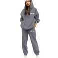 thumbnail image 1 of Women's Hooded Sweatshirt Set Casual Pullover With Drawstring And Graphic Print Letters Stylish Sportswear Outfit, 1 of 4