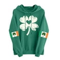 thumbnail image 1 of Women's Hooded Sweatshirt St. Patrick's Day Festival Print Drawstring Pocket Casual Hoodie Tops (XS, Green), 1 of 3