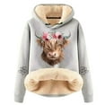 thumbnail image 1 of Women's Hooded Sweatshirt Thick Long Sleeve Highland Cattle Print Hoodies 2025 Pullover Casual Sweaters Winter Y2k Clothes, 1 of 4