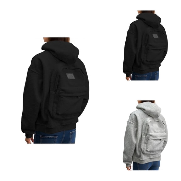 Women's Hooded Sweatshirt with Unique Backpack Design, Casual Pullover Cardigan Sweater for Women/Men, Lightweight Travel Hoodie with Zipper, Ideal for Daily Wear and Outdoor Activities