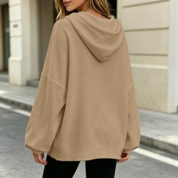 Women's Hooded Sweatshirt for Women – Cozy V-Neck Long Sleeve Pullover Top with Relaxed Fit# end start#s#This falls under Women's Hoodies & Sweatshirts and presents a versatile V-neck hooded