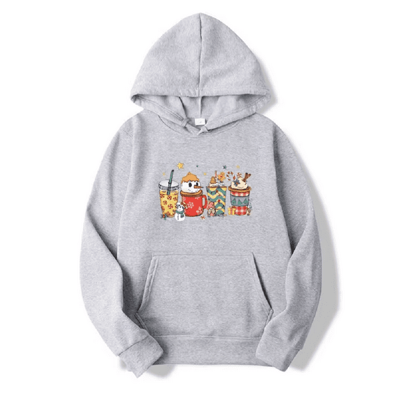 Women's Hooded Sweatshirts ,Christmas Coffee Printing Sports Athletic Tops,casual Christmas Wear (S-3XL)