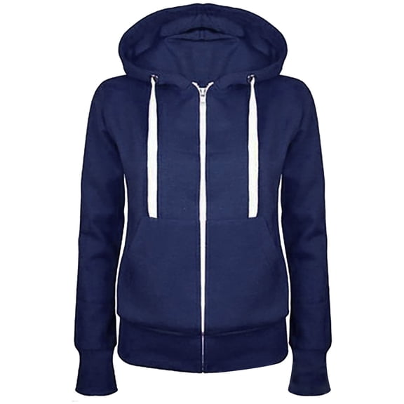 Women's Hooded Sweatshirts Full Zip Up Drawstring Long Sleeve Jackets with Pockets 2025 Fall Casual Trendy Classic Fit Hoodies