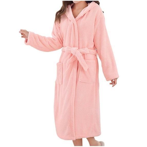 Women’s Hooded Terry Robe – Thick Plush Plus-Size Bathrobe with Pockets