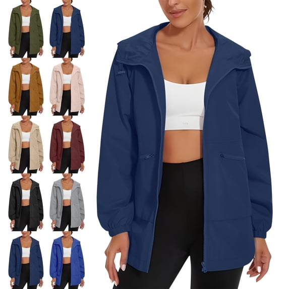 Women's Hooded Windbreaker Waterproof Outdoor Active Sport Rain Jacket