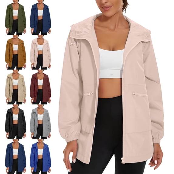 Women's Hooded Windbreaker Waterproof Outdoor Active Sport Rain Jacket