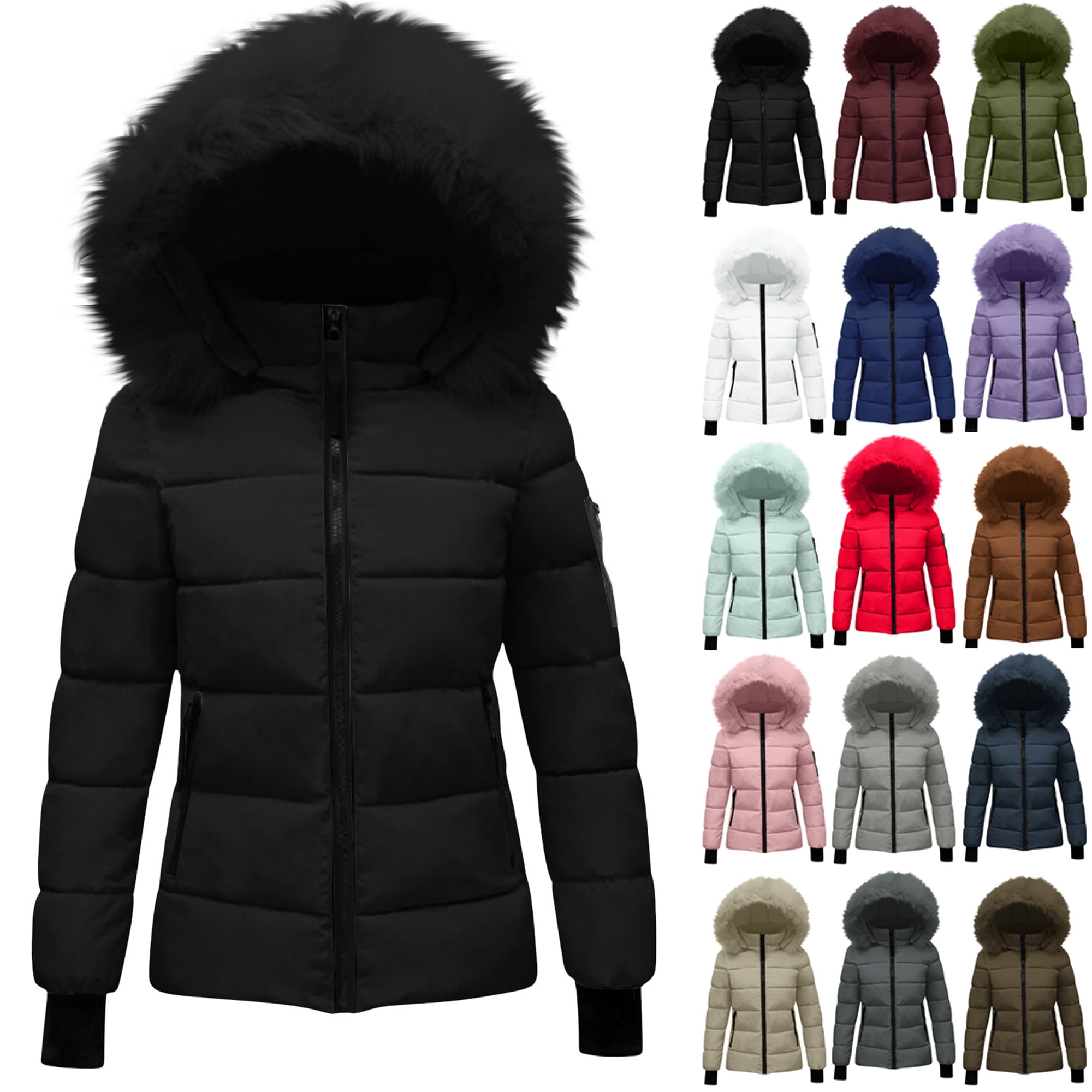 Women's Hooded Winter Coat Quilted Thicken Puffer Jacket Winter Cotton Jacket with Hood Waist Plush Overcome Outer Coat Outdoor Skiing Snowboarding Coat