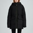 thumbnail image 1 of Women's Hooded Winter Jacket Long Sleeve Mid Length Outrwear Coat Thicken Quilted Puffer Jacket Black L, 1 of 9