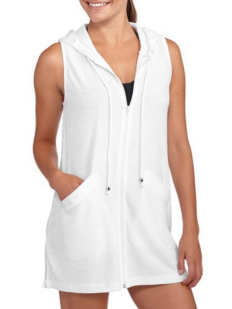 Women's Hooded ZipFront Terry Swim CoverUp