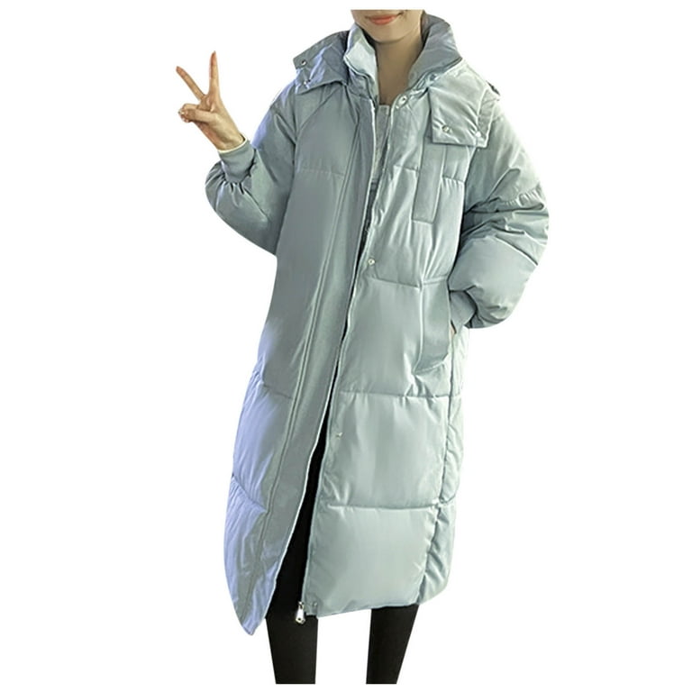 Women's Hooded Zip Up Thickened Baggy Long Down Jacket Winter Warm Maxi  Down Parka Puffer Coat Outerwear 