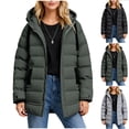 thumbnail image 1 of Women's Hooded Zipper Parka Long Sleeve Casual Jacket Coat Outerwear with Pockets Solid Color Fashionable Warm Windproof Winter Coat | CSEONE,Gray XL, 1 of 9