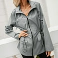 thumbnail image 1 of Women's Hooded Zipper Raincoat For Fall And Winter Outdoor Sports Windproof Jacket Casual Commute Hiking Coat Outerwear Jacket Tops Petite Wool Trench Coat plus Size down Jackets plus Size Coats for, 1 of 8