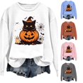 thumbnail image 1 of Women's Hoodedless Sweatshirt for Wear with Halloween Graphic Casual Pullover Top for Spring and Autumn Fashion Streetwear White S, 1 of 4