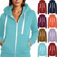 thumbnail image 1 of Women's Hoodie Dqueduo Women's Casual Hooded Slim Zip Fleece Sweater Coat – Fashion Winter Outwear Light Blue XL, 1 of 5