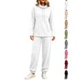 thumbnail image 1 of Women's Hoodie Dqueduo Women's Two Piece High Neck Sports Suit Long Sleeve Drawstring And Jogger Pants Casual Pocket Set, Sizes S-XXL, 1 of 10