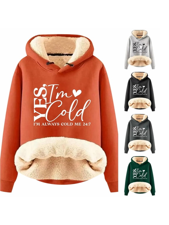 Women's Hoodie Lined Letter Graphic Pullover Hooded Sweatshirt Winter Outerwear Top