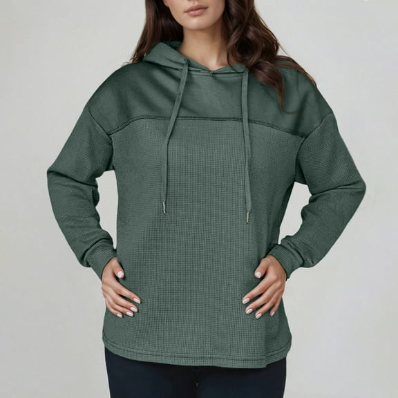 Women's Hoodie Green Waffle Hoodie Long Sleeve Womens Pullover Fall Hoodies XXL
